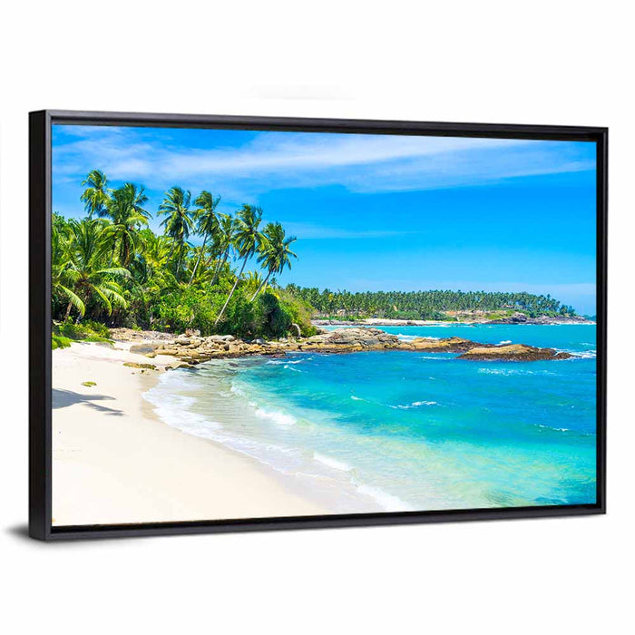 Sri Lanka Tropical Beach Wall Art as a framed canvas