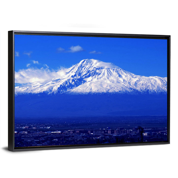 Mount Ararat Over Yerevan Wall Art as a framed canvas