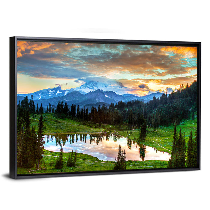 Mount Rainier Reflection at Tipsoo Lake Wall Art as a framed canvas