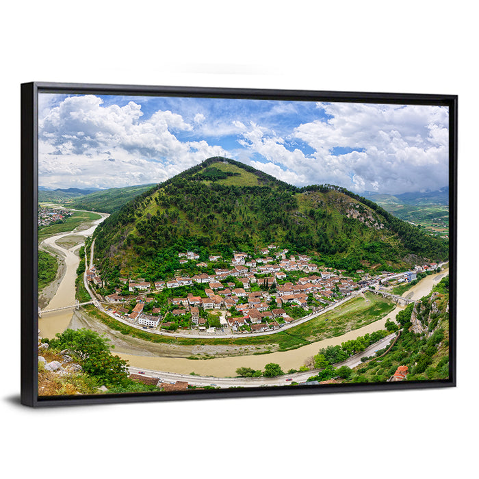 Berat Osum River View Wall Art as a framed canvas