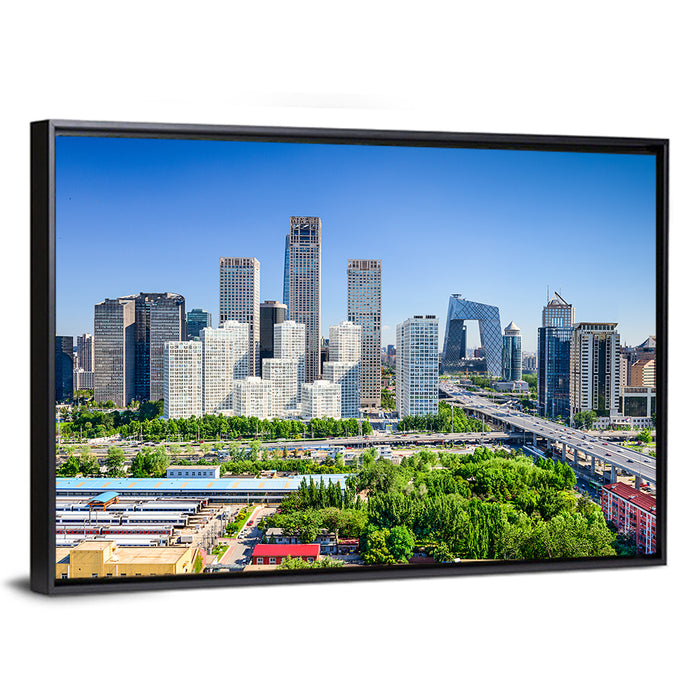 Beijing Cctv Headquarters Skyline Wall Art as a framed canvas