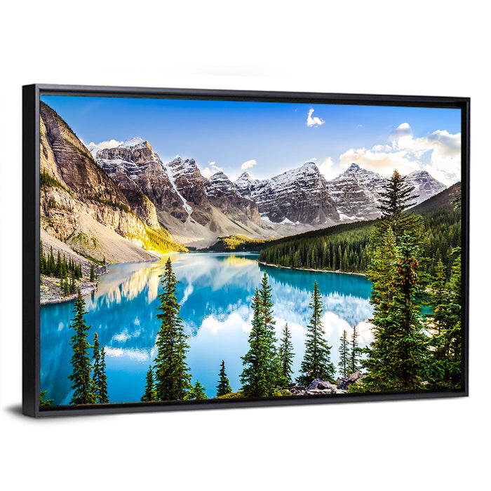 Moraine Lake Reflections Wall Art as a framed canvas
