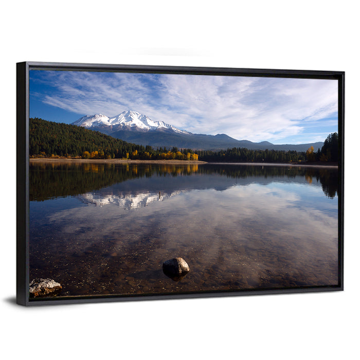 Mount Shasta Reflection at Lake Siskiyou Wall Art as a framed canvas