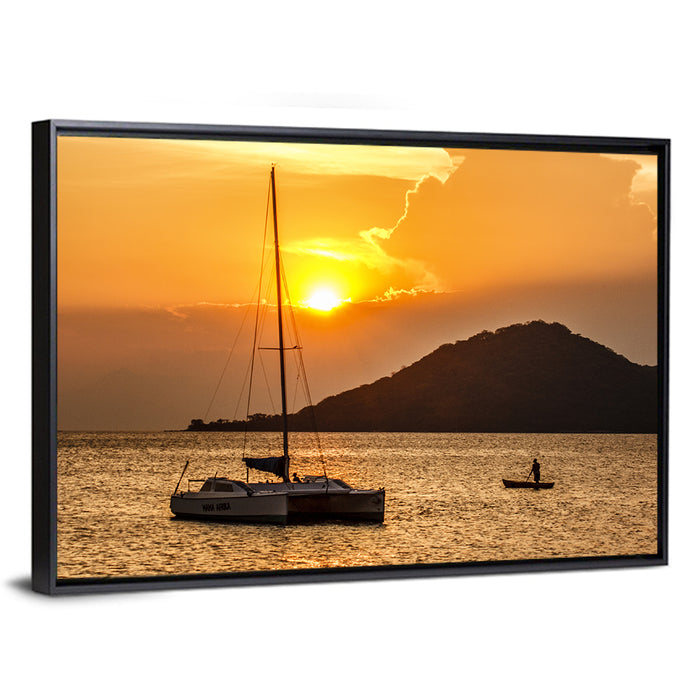 Mama Afrika Sunset, Lake Malawi Wall Art as a framed canvas
