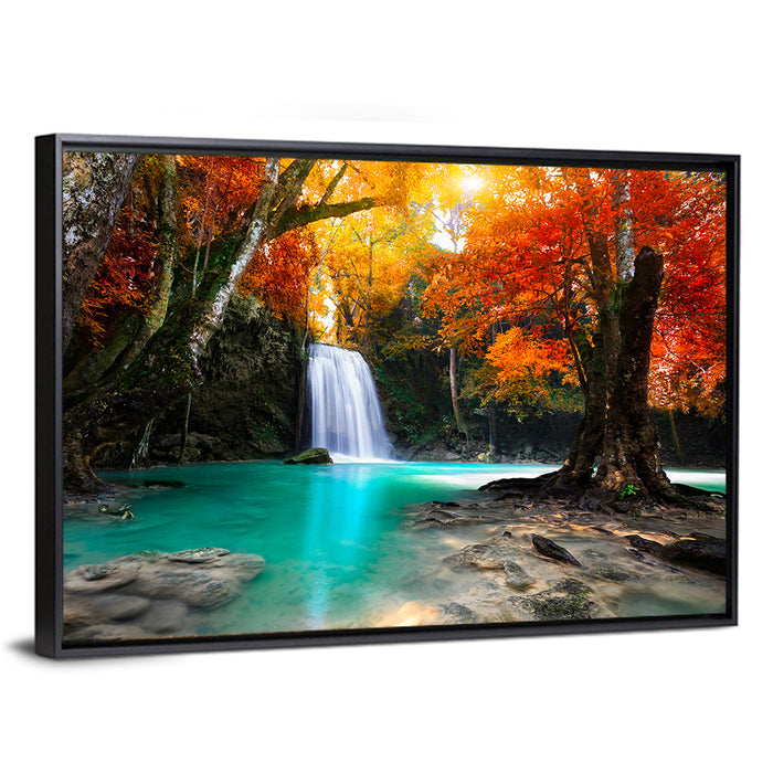 Erawan Waterfall, Kanchanaburi Wall Art as a framed canvas