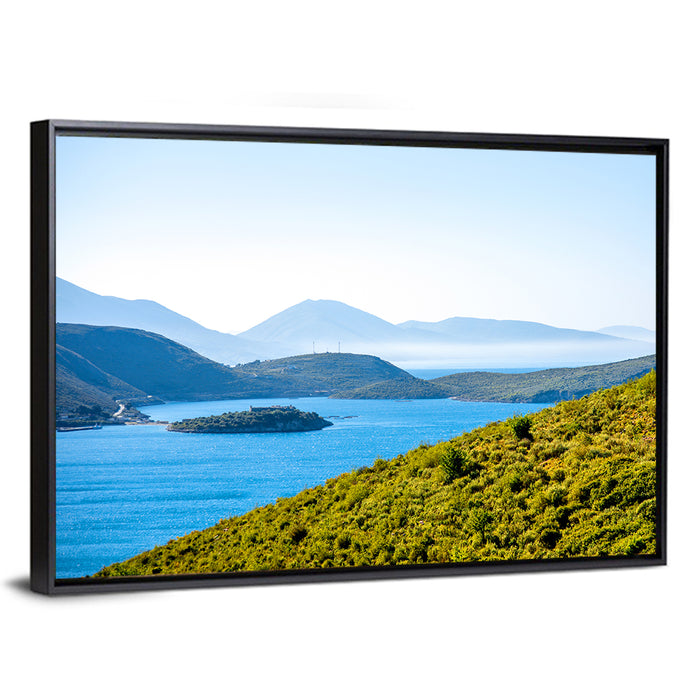 Porto Palermo Bay with Ali Pasha Castle Wall Art as a framed canvas
