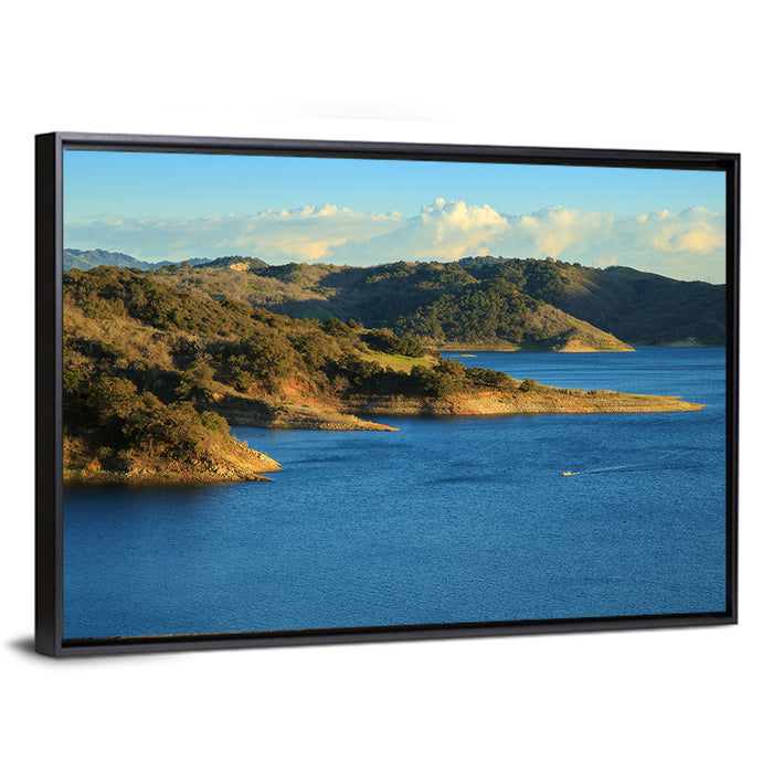 Lake Casitas Golden Hour Wall Art as a framed canvas