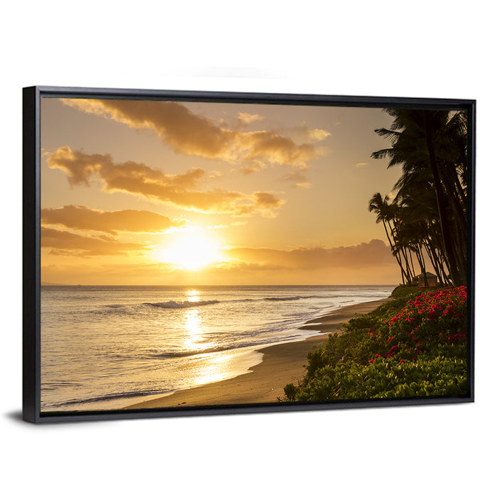 Kaanapali Beach Sunset Wall Art as a framed canvas