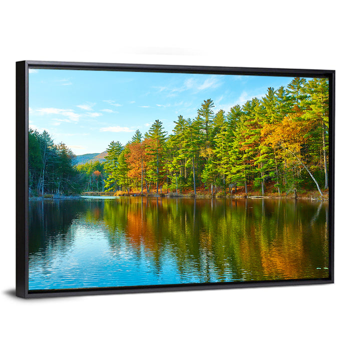 White Mountain Forest Reflections Wall Art as a framed canvas