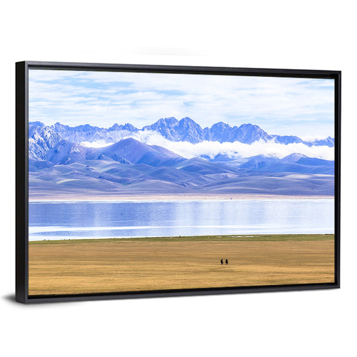 Song Kul Lake Silhouettes Wall Art as a framed canvas