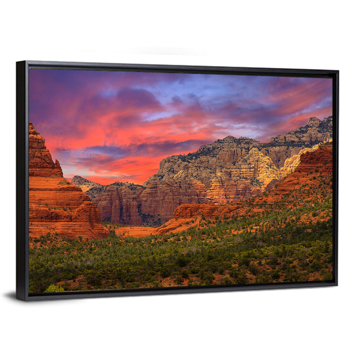 Sedona Red Rocks Sunrise Wall Art as a framed canvas