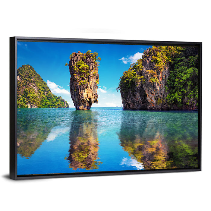 Ko Tapu Limestone Stack, Phang Nga Wall Art as a framed canvas