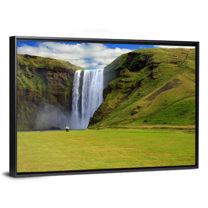 Skógafoss Waterfall Wall Art as a framed canvas