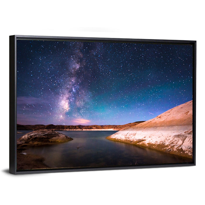 Lake Powell Night Sky Wall Art as a framed canvas