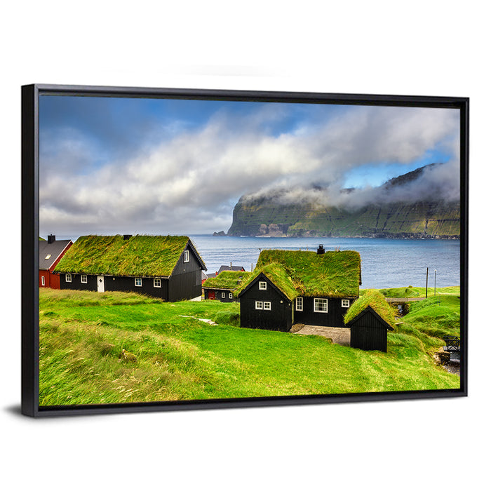 Saksun Village Landscape Wall Art as a framed canvas