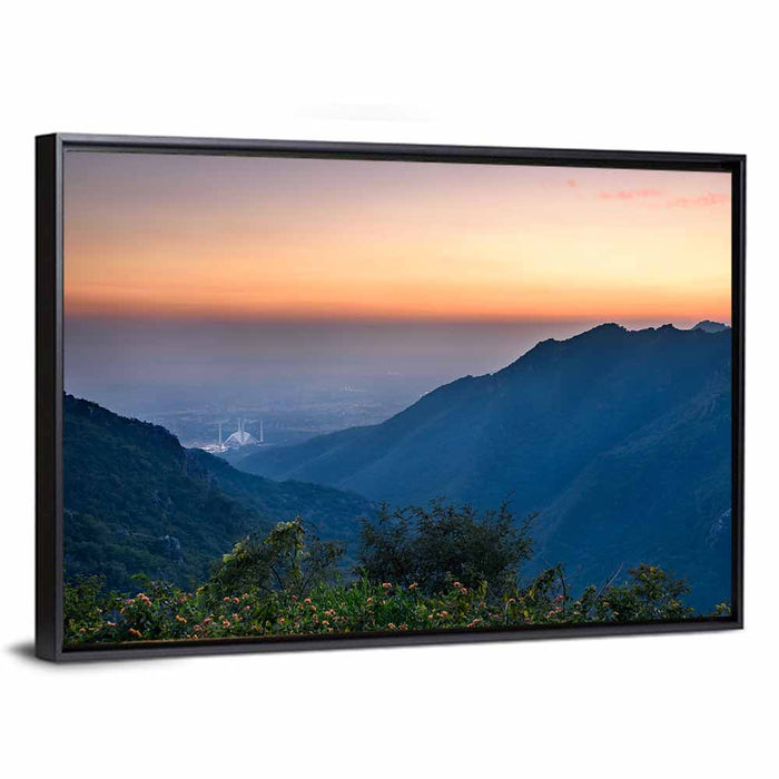 Margalla Hills Twilight Wall Art as a framed canvas