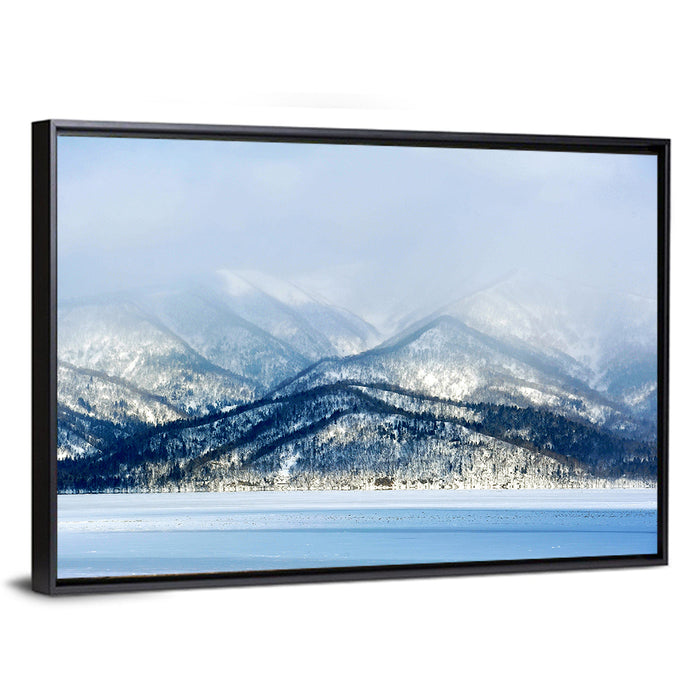 Frozen Lake Kussharo Wall Art as a framed canvas
