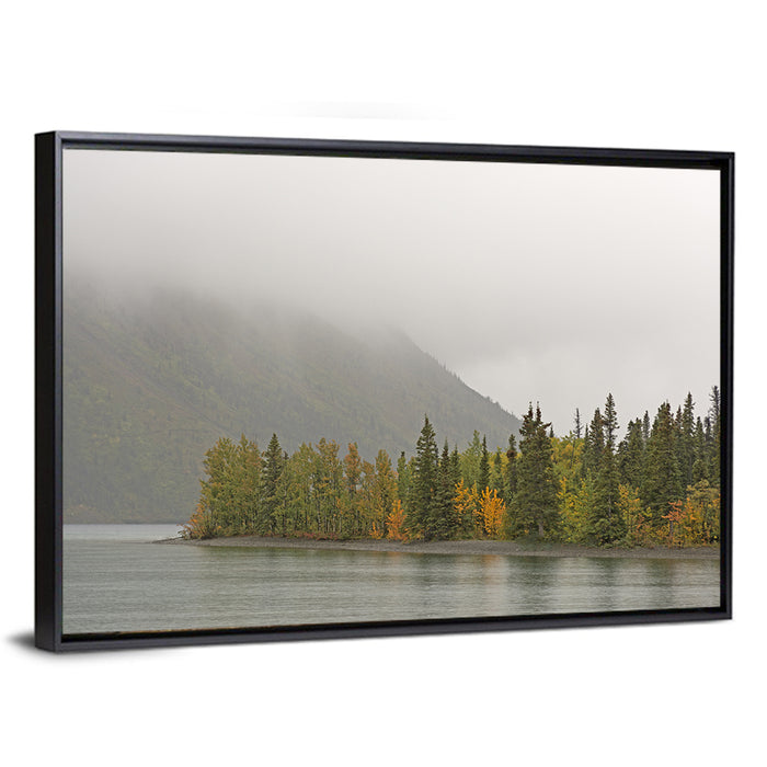 Kathleen Lake Autumn Shoreline Wall Art as a framed canvas