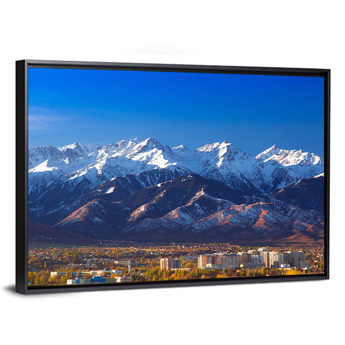 Almaty Snow-capped Trans-ili Alatau Wall Art as a framed canvas