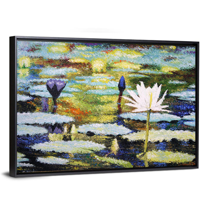 Impressionist Water Lilies Study Wall Art as a framed canvas