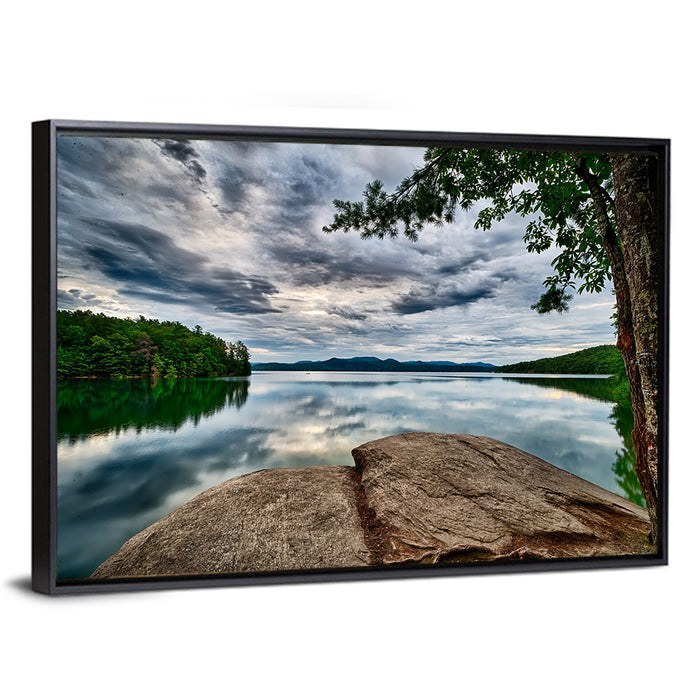 Lake Jocassee Reflections Wall Art as a framed canvas