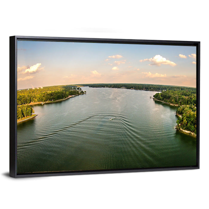 Lake Wylie Golden Hour Wall Art as a framed canvas