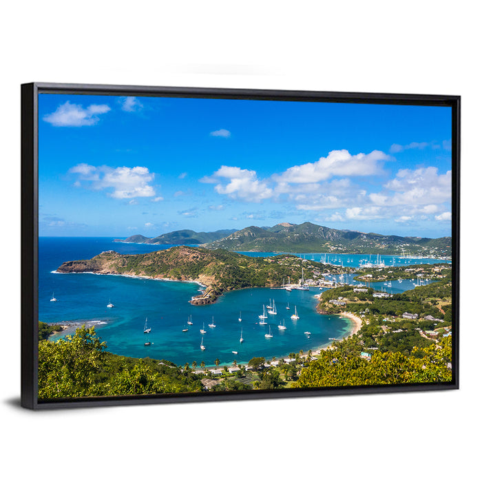 Shirley Heights Harbour View Wall Art as a framed canvas
