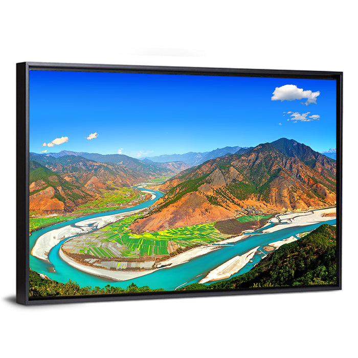 First Bend of the Yangtze, Lijiang Wall Art as a framed canvas