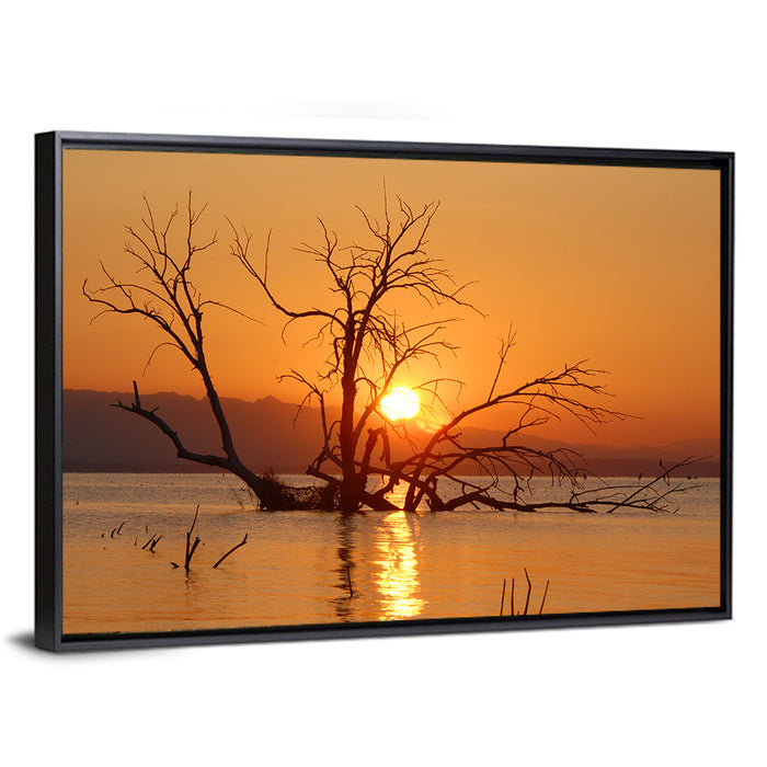 Salton Sea Sunrise Wall Art as a framed canvas