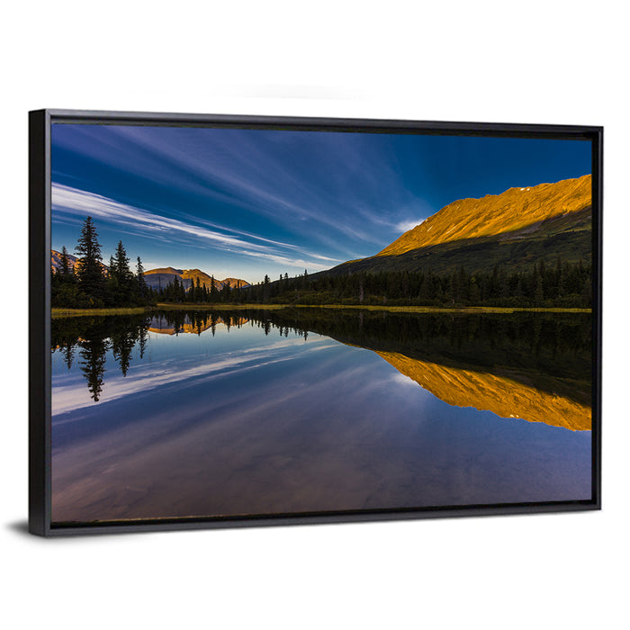 Rainbow Lake at Golden Hour Wall Art as a framed canvas