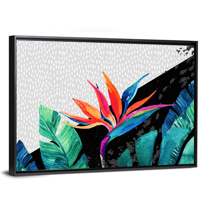 Exotic Flower Illustration Wall Art as a framed canvas