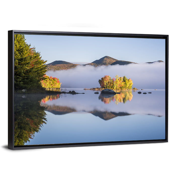 Autumn Morning at Chittenden Lake, Vermont Wall Art as a framed canvas