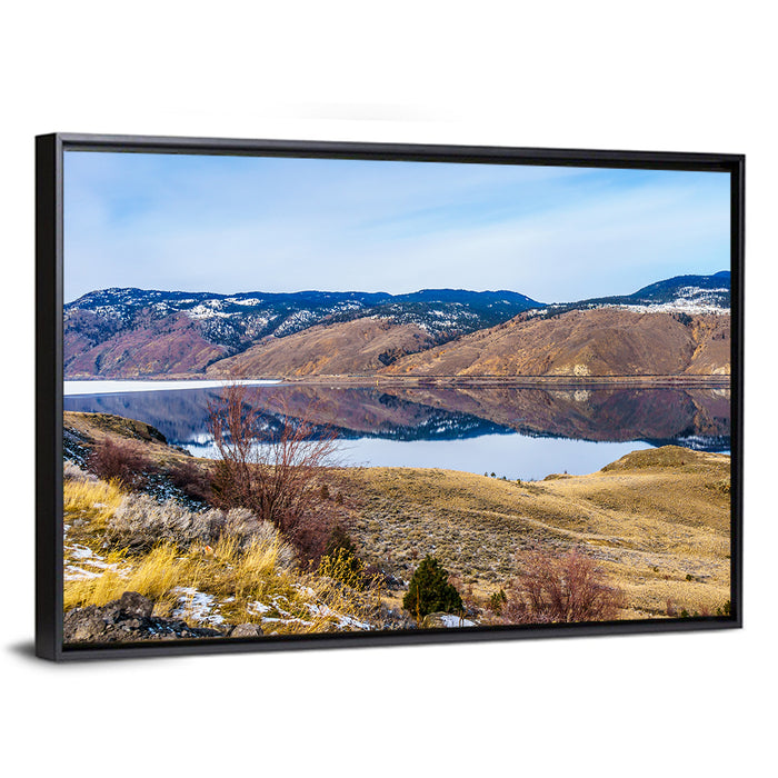 Kamloops Lake Mountain Reflection Wall Art as a framed canvas