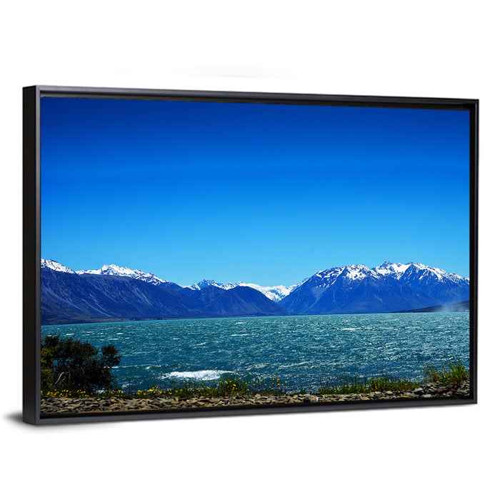 Lake Ohau Snow Peaks Wall Art as a framed canvas