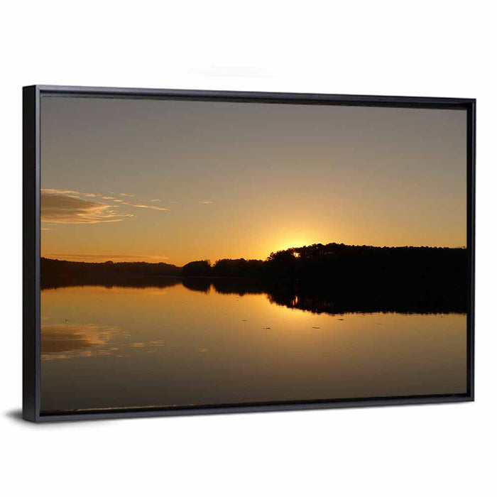 Lake Acworth Sunset Reflection Wall Art as a framed canvas