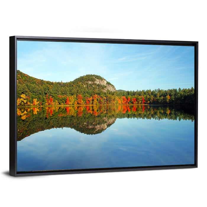 Echo Lake Autumn Reflection Wall Art as a framed canvas