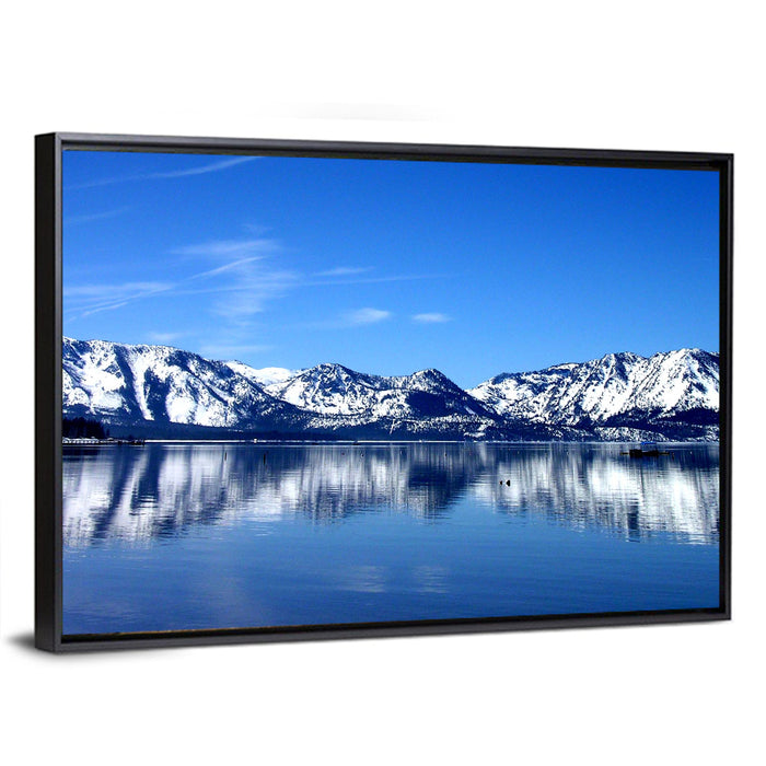 Lake Tahoe Mountain Reflection Wall Art as a framed canvas