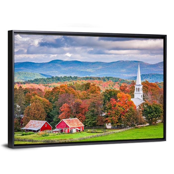 Peacham Autumn Pasture Wall Art as a framed canvas
