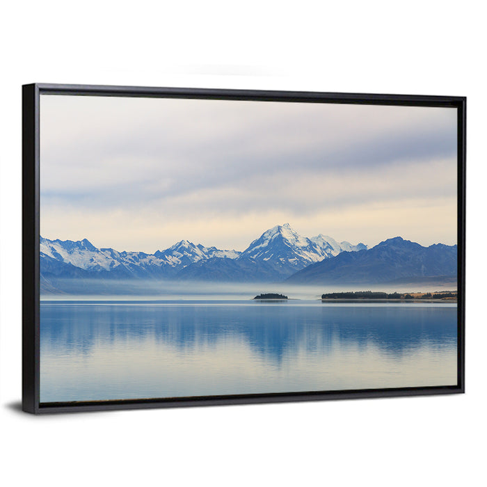 Mount Cook Reflection at Lake Pukaki Wall Art as a framed canvas