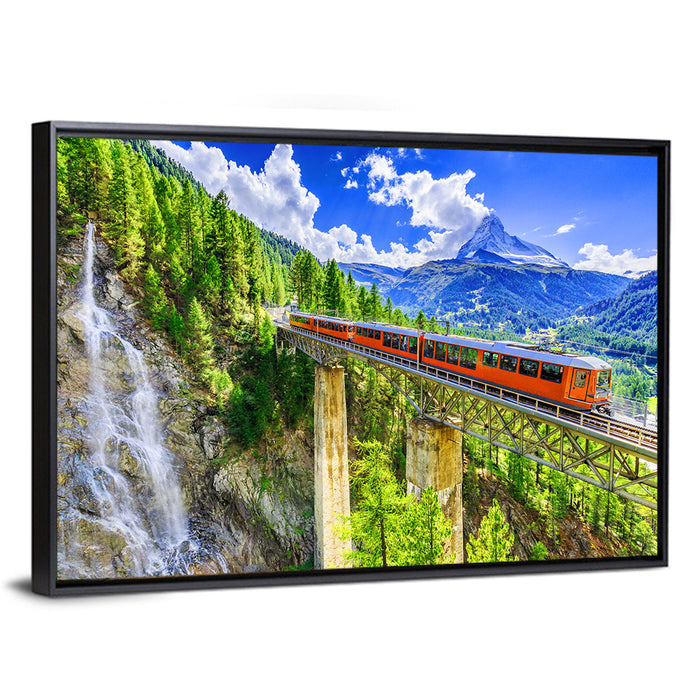 Gornergrat Tourist Train Wall Art as a framed canvas