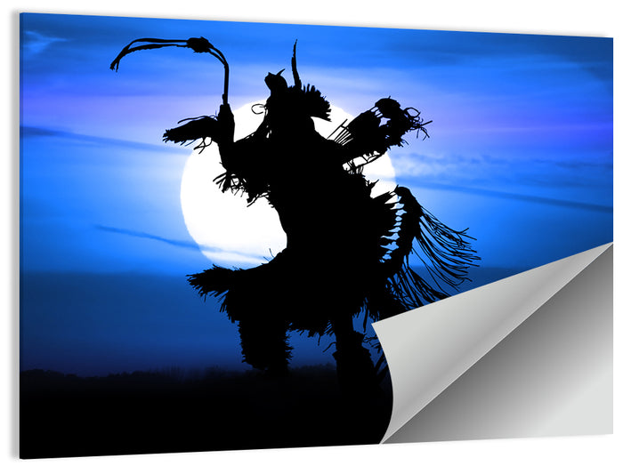 Moonlit Pow Wow Dancer Wall Art as a poster print