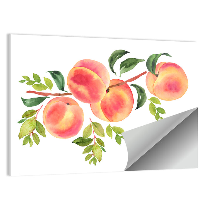 Watercolor Peach Branch Wall Art as a poster print