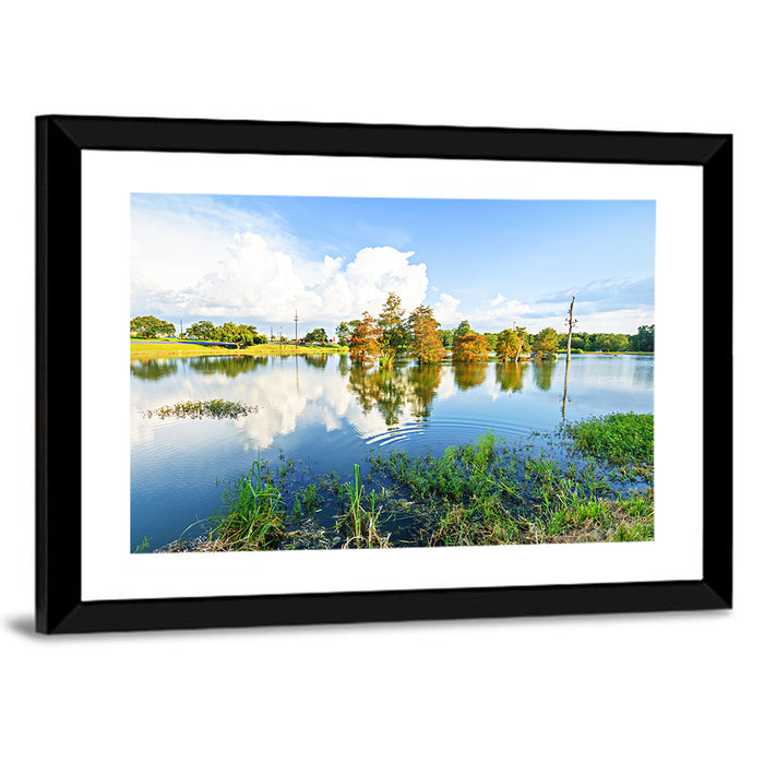 Lafayette Bayou Reflection Wall Art as a framed print