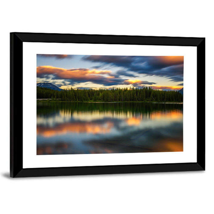 Herbert Lake Sunset Reflection Wall Art as a framed print