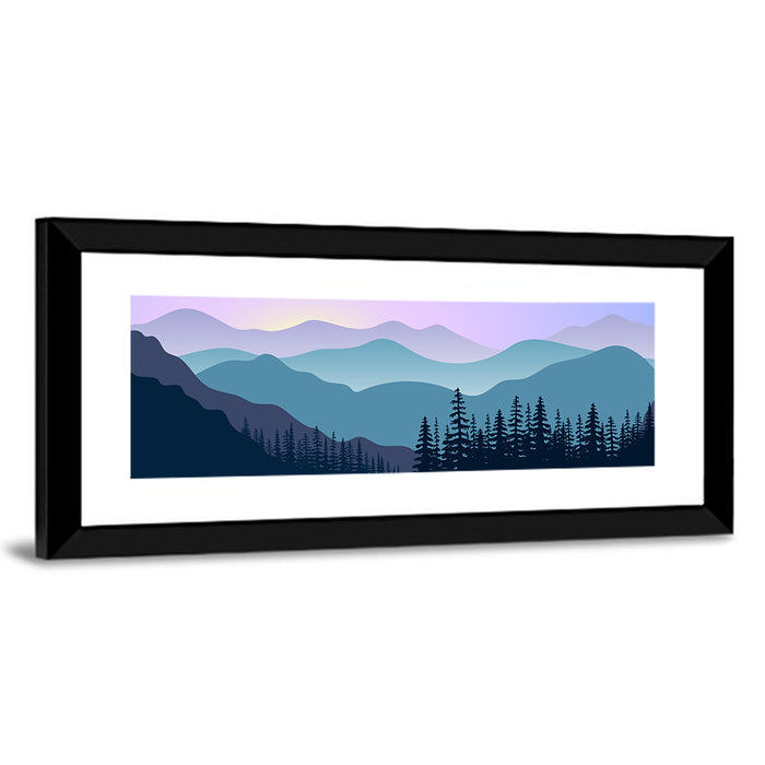 Purple Dawn Mountain Range Wall Art as a framed print