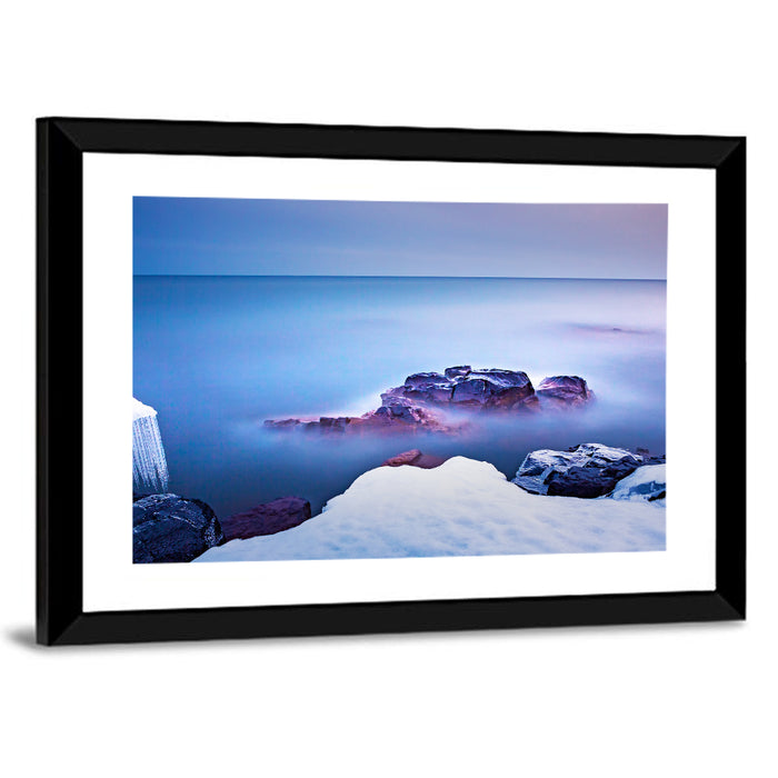 Lake Superior Shoreline at Twilight Wall Art as a framed print