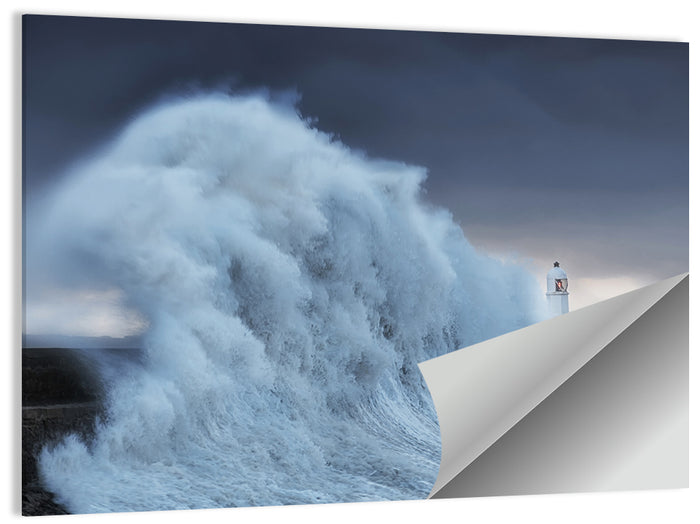 Lighthouse in a Sea Storm Wall Art as a poster print