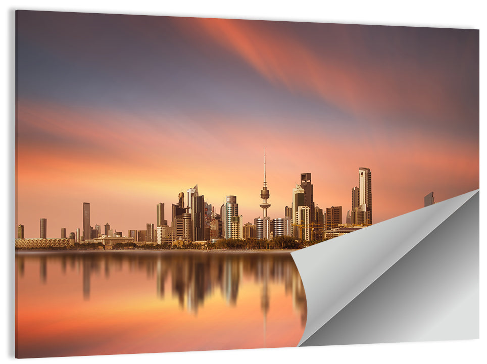 Kuwait City Skyline at Sunset Wall Art, poster print, landscape