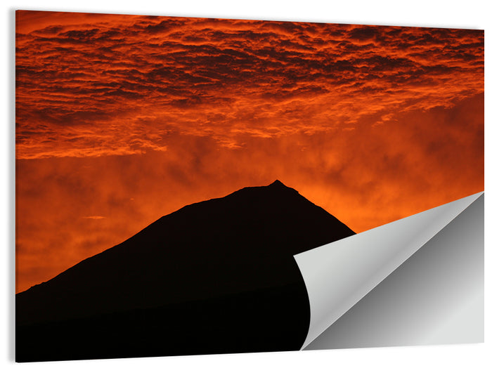 Pico Island Volcano Silhouette at Sunset Wall Art as a poster print