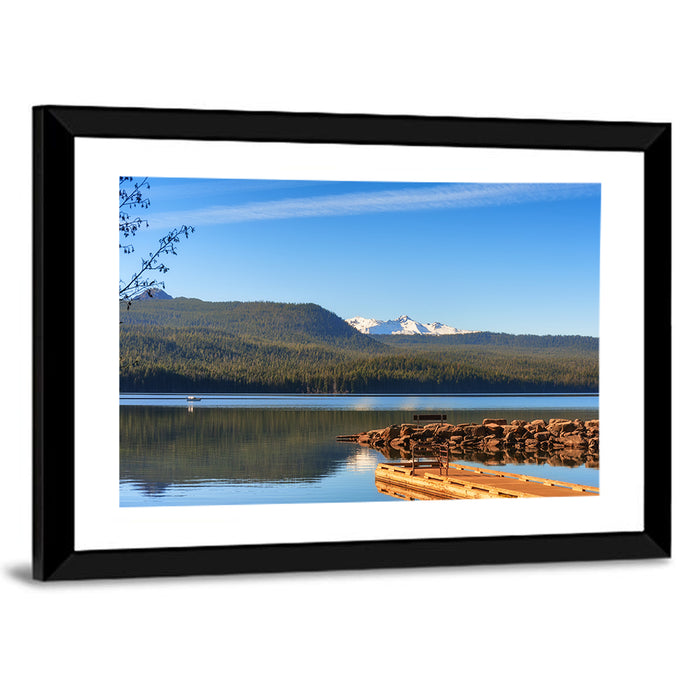 Odell Lake Pier Wall Art as a framed print